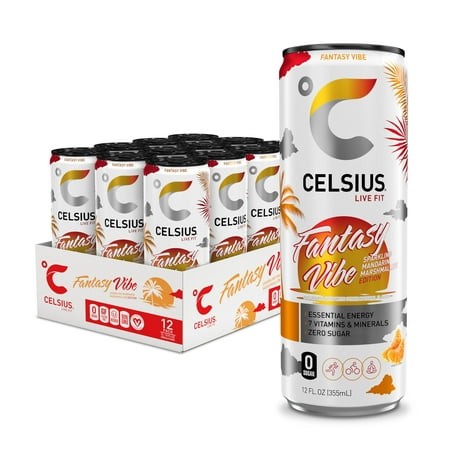 CELSIUS Sparkling Fantasy Vibe  Functional Essential Energy Drink  12 Fl Oz (Pack of 12)
