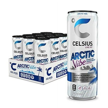CELSIUS Arctic Vibe Sparkling Frozen Berry  Functional Essential Energy Drink  12 Fl Oz (Pack of 12)