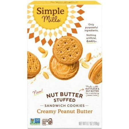 Simple Mills Creamy Peanut .. Butter Sandwich Cookies - .. Gluten Free  Vegan  Healthy .. Snacks  6.7 Ounce (Pack .. of 1)