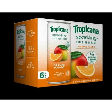 Tropicana Orange Mango Sparkling Juice Beverage  12 Fl Oz  6 Pack