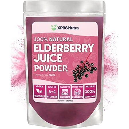 XPRS Nutra Elderberry Juice Powder - Elderberry Powder Organic Fruit Juice Mix - Powdered Elderberries Supplement Rich in Vitamins a and C (4 Oz)