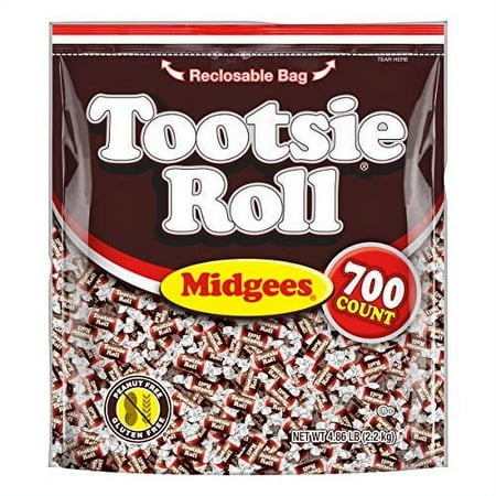 Tootsie Roll Midgees - Chewy Chocolate Gluten-Free Candy - Halloween Size Resealable Bag of Individually Wrapped Candies for Kids  Parties  Classroom 