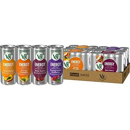 V8 +ENERGY Pomegranate Blueberry  .. Orange Pineapple  Peach Mango .. and Black Cherry Energy .. Drink Variety Pack  8 .. Fl Oz Can (Case .. of 24)