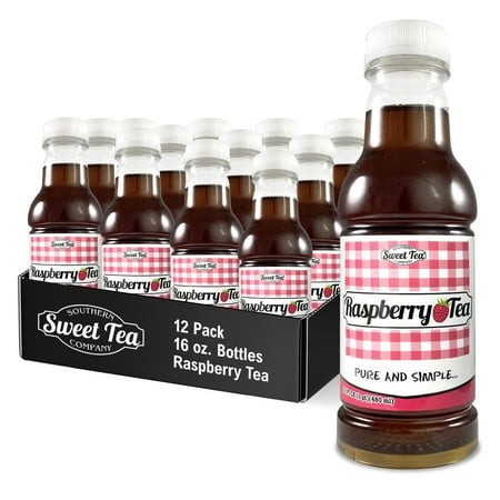 Iced Tea Raspberry Real Brewed  Pure Cane Sugar  Caffeinated All Natural Drinks  No Artificial Flavors or Colors 16 Oz (12 Pack) by Southern Sweet Tea