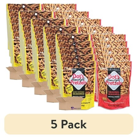 (5 Pack) Dot S Pretzels Honey Mustard & Original Seasoned Pretzel Twists Combo Value Pack Bundle | 5 Ounce | Pack of 10