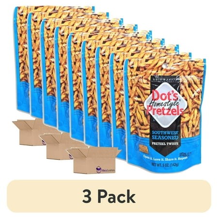 (3 Pack) Dot S Pretzels Southwest Seasoned Pretzel Twists Value Pack | Bundled by Tribeca Curations | 5 Ounce | Pack of 5