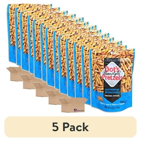 (5 Pack) Dot S Pretzels Southwest Seasoned Pretzel Twists Value Pack | Bundled by Tribeca Curations | 5 Ounce | Pack of 5