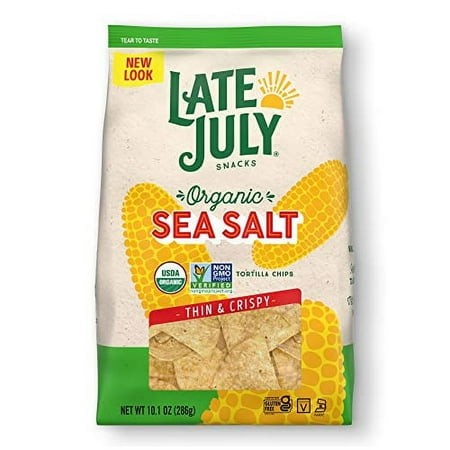 LATE JULY Snacks Sea .. Salt Thin and Crispy .. Organic Tortilla Chips  10.1 .. Oz. Bag
