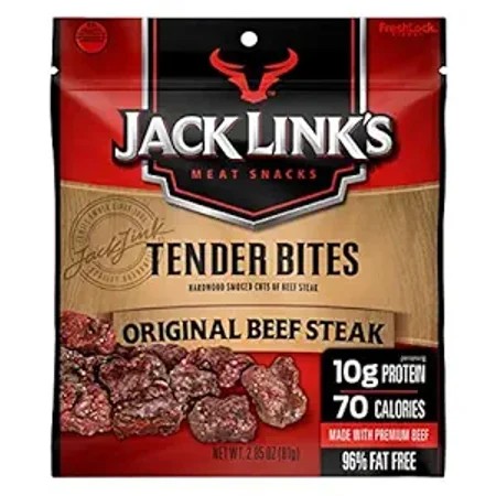 Jack Link S Beef Tender Jerky Tender Bites  Original  2.85 Oz – Flavorful Meat Snack for Lunches  10g of Protein and 70 Calories  Made with Premium 
