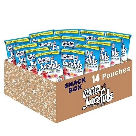 Welch S Juicefuls Juicy Fruit Snacks  Mixed Fruit  Fruit Gushers  Bulk Pack  Gluten Free  Individual Single Serve Bags  1 Oz (Pack of 14)