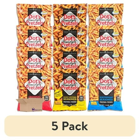 (5 Pack) Dot S Pretzels Honey Mustard  Original  & Southwest Seasoned Pretzel Twists Variety Pack | Bundled by Tribeca Curations | 1.5 Ounce | Pack of