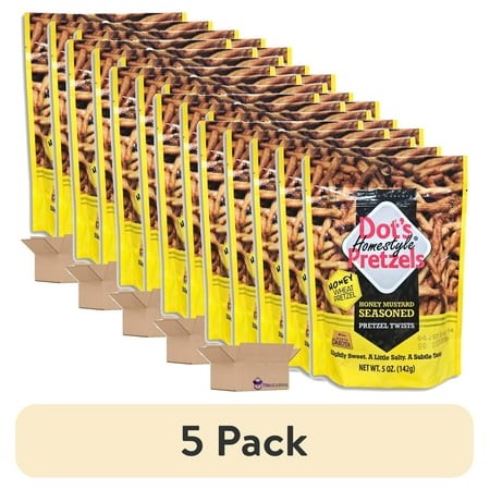 (5 Pack) Dot S Pretzels Honey Mustard Seasoned Pretzel Twists Value Pack | Bundled by Tribeca Curations | 5 Ounce | Pack of 5