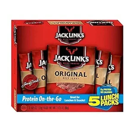Jack Link S Beef Jerky 5 Count Multipack  Original  5  0.625 Oz. Bags - Flavorful Meat Snack for Lunches  Ready to Eat - 7g of Protein  Made with 100%