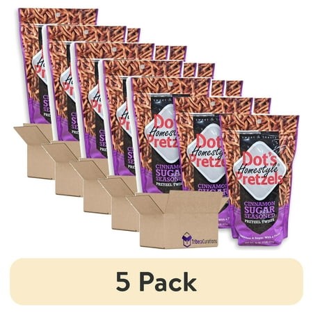 (5 Pack) Dot S Cinnamon Sugar Pretzel Twists Bundled by Tribeca Curations | - Coated with Delicious Cinnamon Flavor | 3 Lbs Total