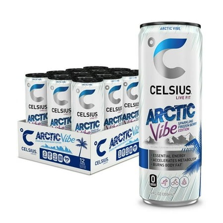 CELSIUS Sparkling Arctic Vibe  Functional Essential Energy Drink 12 Fl Oz Can Pack of 12 (Pack of 2)