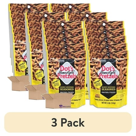 (3 Pack) Dot S Pretzels Honey Mustard Seasoned Pretzel Twists Value Pack Bundle | 5 Ounce | Pack of 10