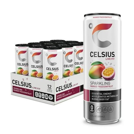 CELSIUS Sparkling Mango Passionfruit  Functional Essential Energy Drink 12 Fl Oz Can Pack of 12 (Pack of 2)