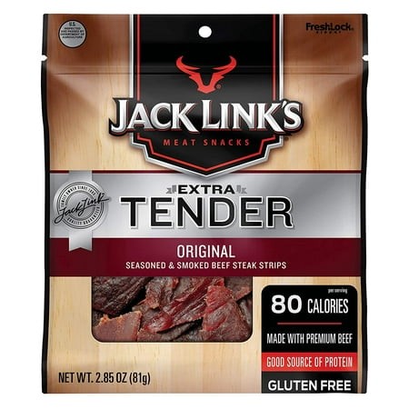 Jack Link S Extra Tender Beef Jerky Steak Strips Original 2.85 Oz-Flavorful Meat Snack 10g of Protein and 80 Calories Made with Premium Beef-Gluten Fr