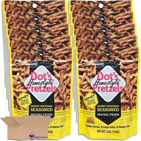 Dot S Pretzels Honey Mustard Seasoned Pretzel Twists Value Pack Bundle | 5 Ounce | Pack of 10