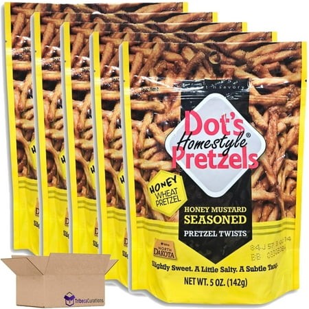 Dot S Pretzels Honey Mustard Seasoned Pretzel Twists Value Pack | Bundled by Tribeca Curations | 5 Ounce | Pack of 5