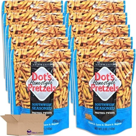 Dot S Pretzels Southwest Seasoned Pretzel Twists Value Pack | Bundled by Tribeca Curations | 5 Ounce | Pack of 10