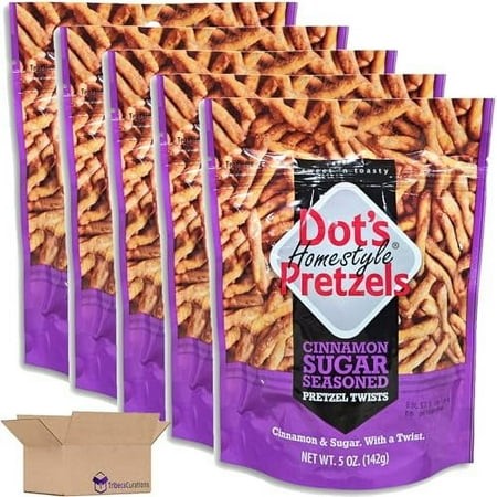 Dot S Pretzels Cinnamon Sugar Seasoned Pretzel Twists Value Pack | Bundled by Tribeca Curations | 5 Ounce | Pack of 5