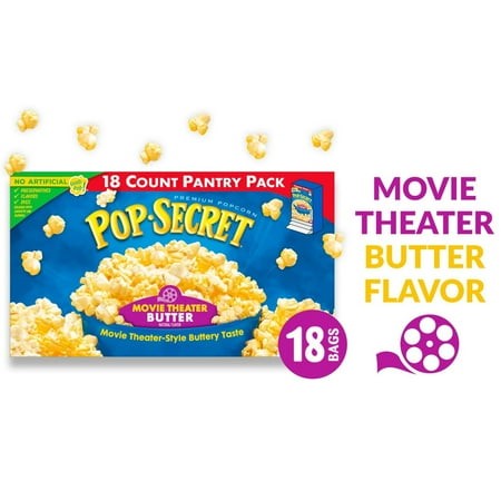 Pack of 2 Pop Secret Microwave Popcorn  Movie Theater Butter Flavor  3 Oz Sharing Bags  18 Ct