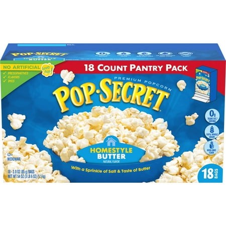 Pack of 2 Pop Secret Microwave Popcorn  Homestyle Butter Flavor  3 Oz Sharing Bags  18 Ct