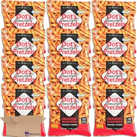 Dot S Pretzels Original Seasoned Pretzel Twists Value Pack | Bundled by Tribeca Curations | 1.5 Ounce | Pack of 12