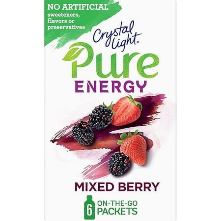 Crystal Light Pure Energy Mixed Berry on-the-Go Powdered Drink Mix 6 Count (Pack of 1)
