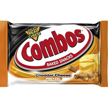 Combos Cheddar Cheese Pretzel Singles Snacks - 18 Count per Pack -- 12 Packs per Case.