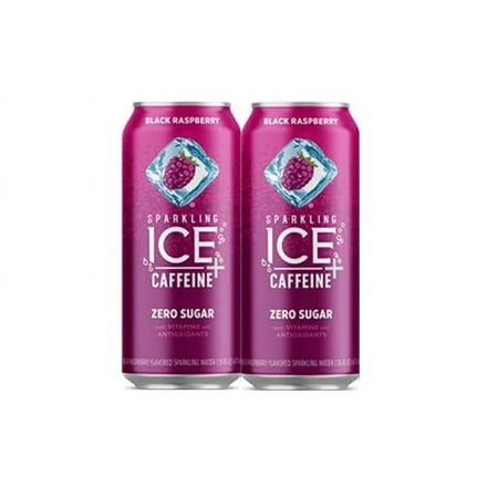 Sparkling Ice +Caffeine Zero Sugar Flavored Sparkling Water with Vitamins and Antioxidants  Black Raspberry 16 Fl Oz  2pk