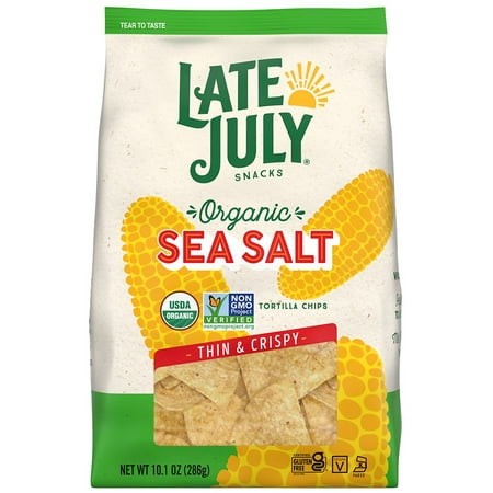 Late July Thin and Crispy Organic Tortilla Chips Sea Salt 10.1 Oz Pack of 2