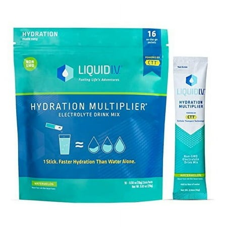 Liquid I.V. Hydration Multiplier - Watermelon - Hydration Powder Packets | Electrolyte Drink Mix | Easy Open Single-Serving Stick | Non-GMO | 16 Stick
