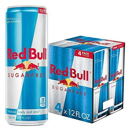 Red Bull Energy Drink Sugar Free   Sugarfree  12 Fl Oz (Pack of 4)