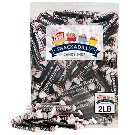 Tootsie Rolls 2 Lb. Bag - Original Chocolate Flavor - Full Size Juniors Tootsie Roll Candy - Freshly Packed by Snackadilly
