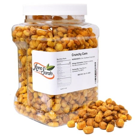 Anna and Sarah Crunchy Corn- Roasted and Salted Corn Nuts-Natural Cravings - Original Toasted Corn Kernels Crunchy Snack in Reuseable Jar  14 Oz