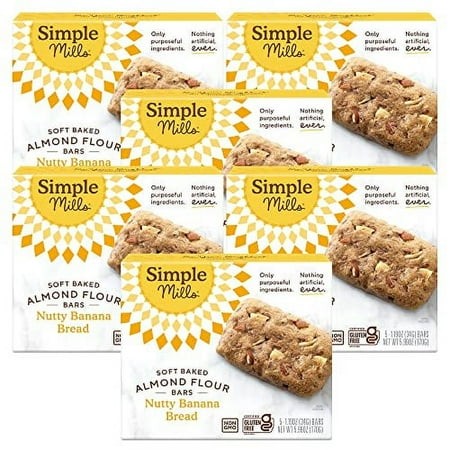 Simple Mills Almond Flour Snack Bars  Nutty Banana Bread - Gluten Free  Made with Organic Coconut Oil  Breakfast Bars  Healthy Snacks  Paleo Friendly 