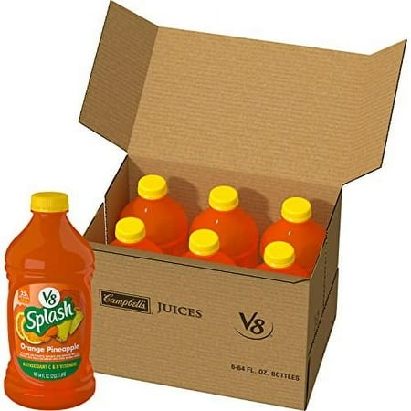 V8 Splash Orange Pineapple Flavored Juice Beverage  64 FL OZ Bottle (Pack of 6)