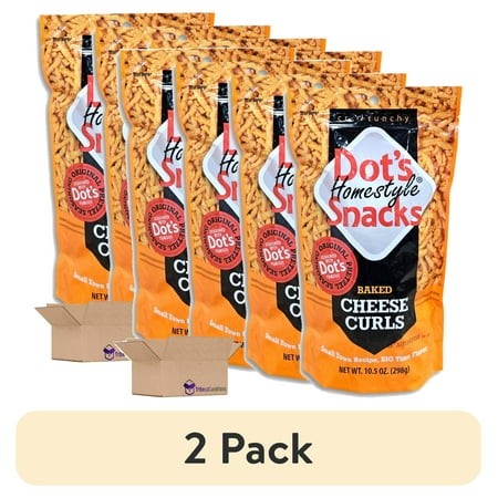 (2 Pack) Dot S Pretzels Original Seasoned Baked Cheese Curls Value Pack | Bundled | 10.5 Ounce Bag | Pack of 4