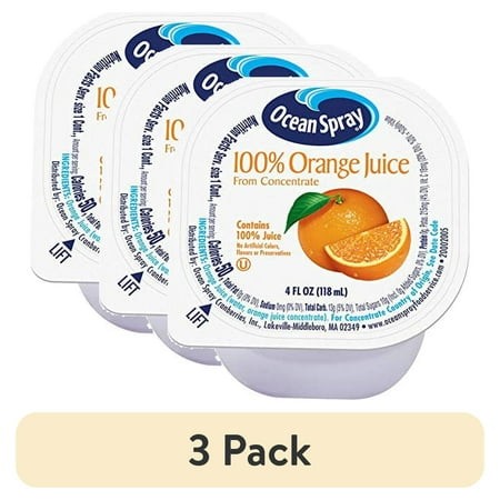 (3 Pack) Ocean Spray No Thaw Juice Cups 100% Orange Juice