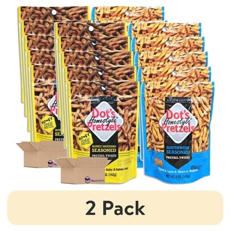 (2 Pack) Dot S Pretzels Honey Mustard & Southwest Seasoned Pretzel Twists Combo Value Pack | Bundled by Tribeca Curations | 5 Ounce | Pack of 10