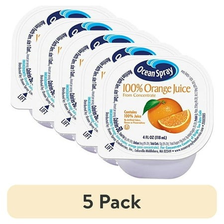 (5 Pack) Ocean Spray No Thaw Juice Cups 100% Orange Juice