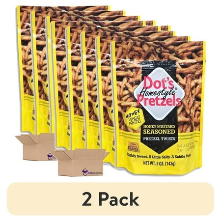 (2 Pack) Dot S Pretzels Honey Mustard Seasoned Pretzel Twists Value Pack | Bundled by Tribeca Curations | 5 Ounce | Pack of 5