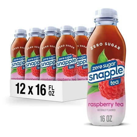 Snapple Zero Sugar Raspberry Tea  16 Fl Oz Recycled Plastic Bottle  Pack of 12