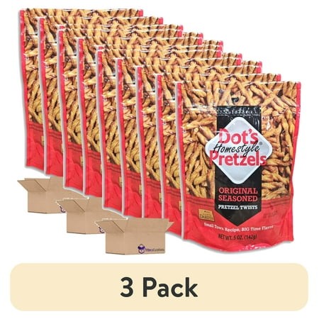 (3 Pack) Dot S Pretzels Original Seasoned Pretzel Twists Value Pack | Bundle | 5 Ounce | Pack of 5