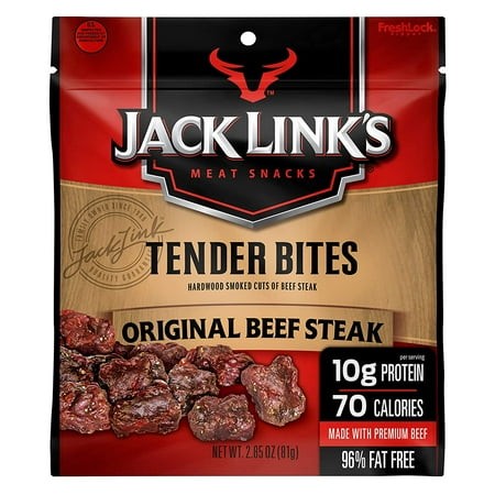 Jack Link S Beef Tender Jerky Tender Bites  Original  2.85 Oz – Flavorful Meat Snack for Lunches  10g of Protein and 70 Calories  Made with Premium 