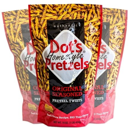 Dot S Homestyle Pretzels - Original Seasoned Pretzel Twists - Gourmet and Tasty - 3  16oz Bags
