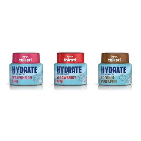 Ninja Thirsti Flavored Water Drops  Hydrate with Electrolytes  Variety Pack  3 Pack  Calories  Zero Sugar  2.07 Fl Oz  Makes 17  12oz Drinks  WCFV2