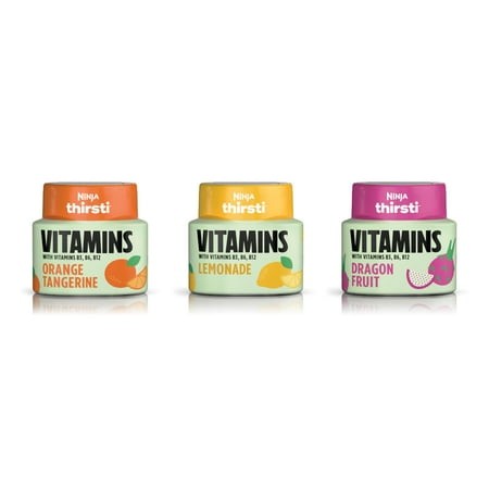 Ninja Thirsti Flavored Water Drops  Vitamins B3  B6  B12  Variety Pack  3 Pack  Calories  Zero Sugar  2.07 Fl Oz  Makes 17  12oz Drinks  WCFV4